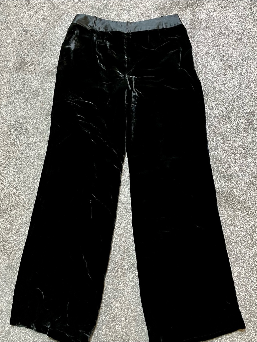 ANN TAYLOR Size 6 Crushed Velvet Wide Leg Dress Pants Women’s Black